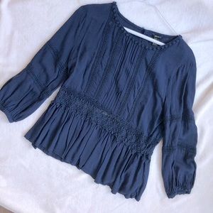Blue Peasant Blouse